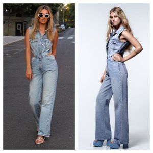 ZARA Cut Out Denim Jumpsuit